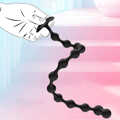 Extra Long 22-Inch Flexible Silicone Anal Bead Trainer for Prostate and Intimate Massage
