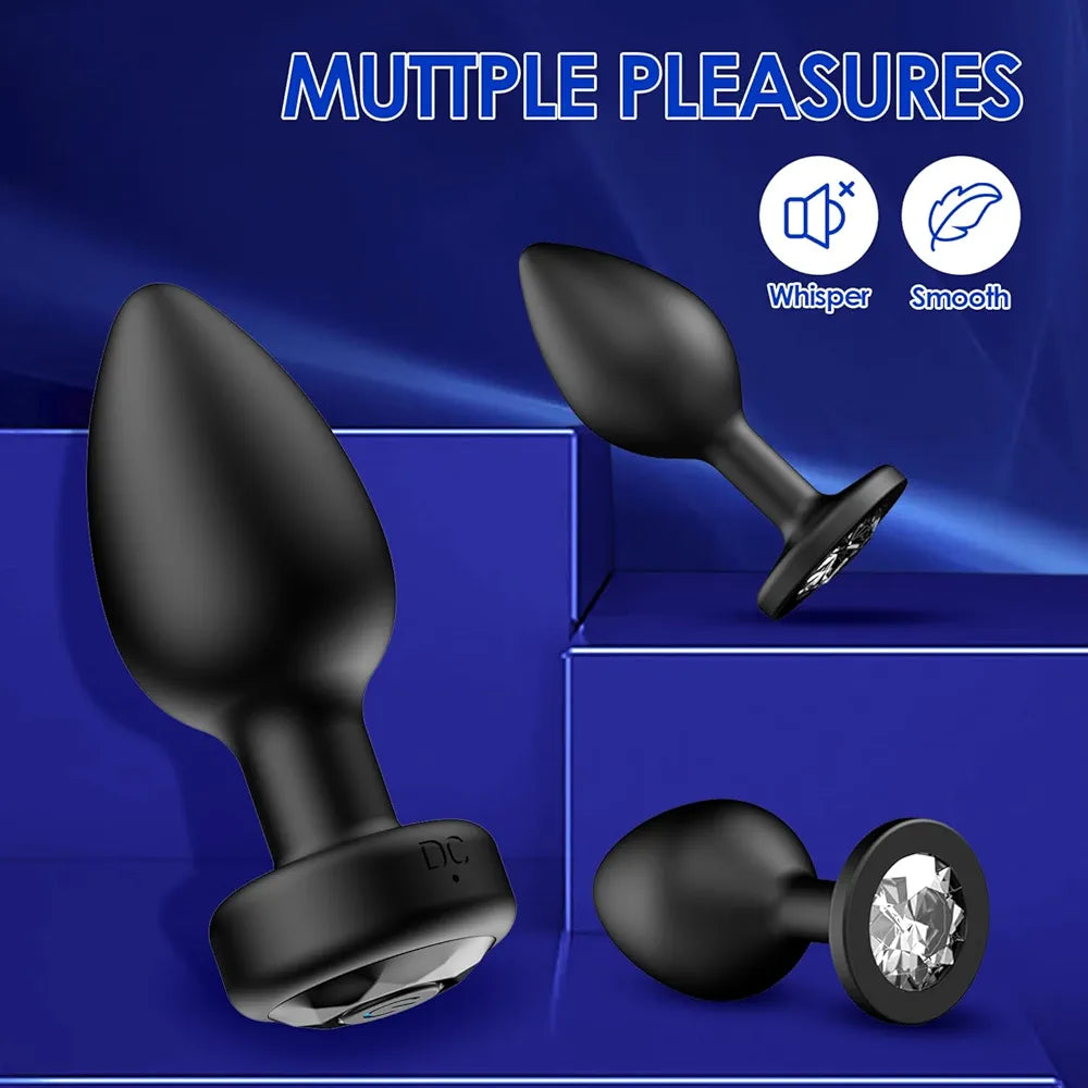 Oreyurt 10-Mode Remote Controlled Silicone Butt Plug Vibrator and Prostate Massager Training Kit - Black