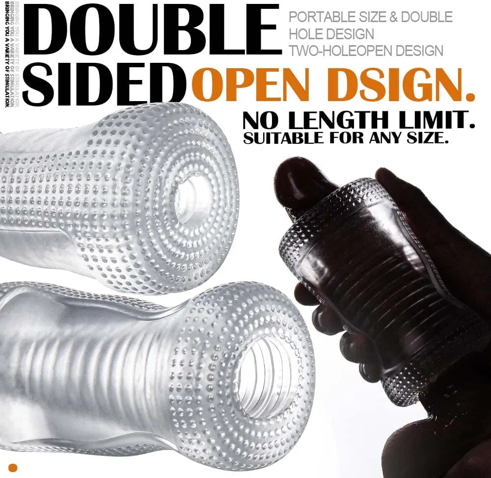 3D Spiral Textured Male Masturbator Sleeve - Clear Penis Training Stroker