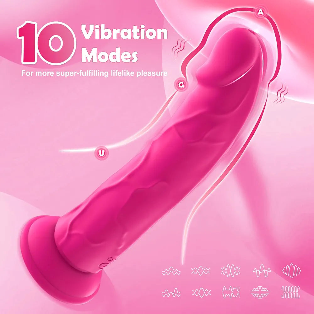 Premium Silicone G-Spot & Clitoral Vibrator with 10 Modes and Suction Base