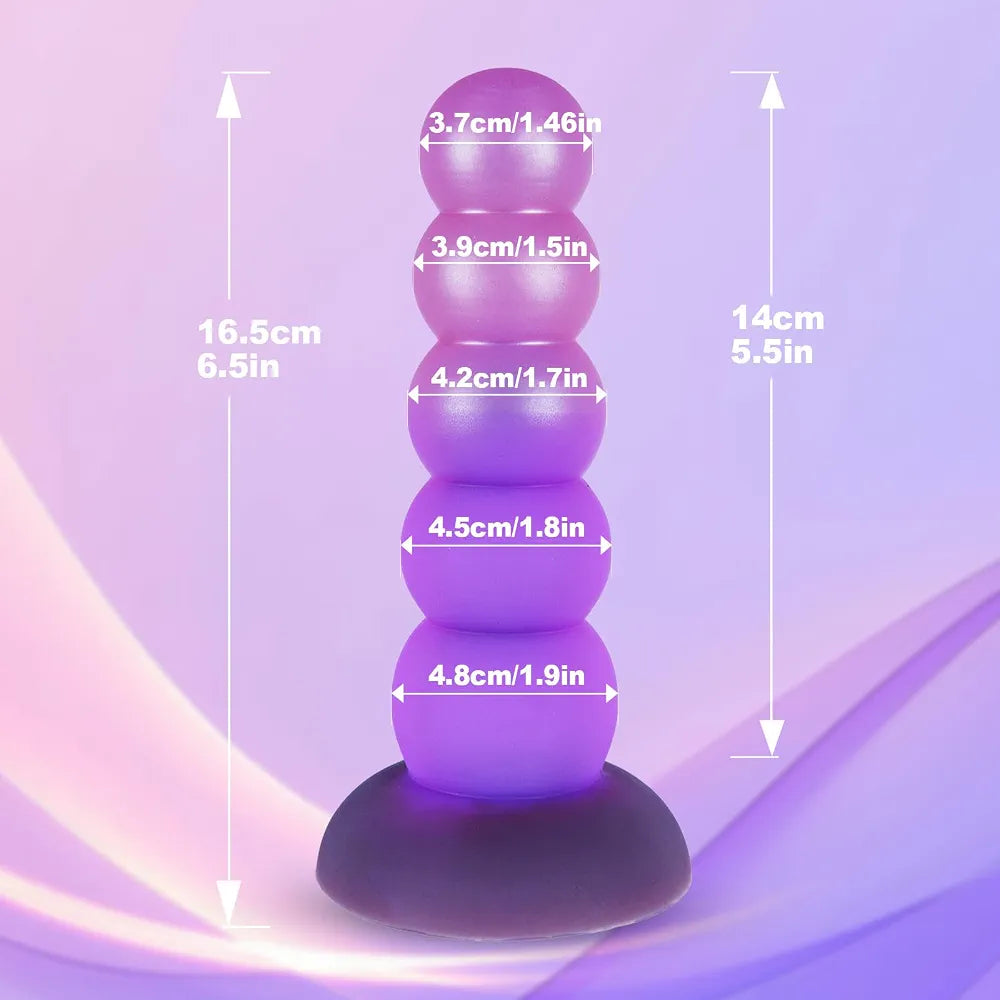 Silicone Realistic Anal Beads with Suction Cup - Flexible Prostate and G-Spot Stimulator