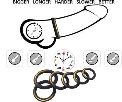 Premium Silicone Penis Ring Set - 6-Piece Flexible Erection Enhancer for Men