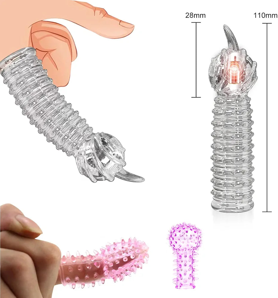 2-Piece Soft Silicone Finger Sleeve Stimulator for Couples