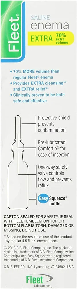 Fleet Saline Laxative Enema for Adults, 4.5oz Bottles - Case of 48