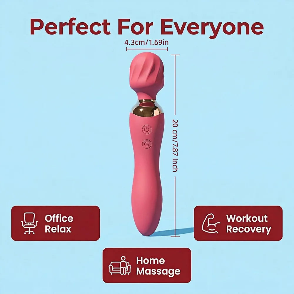 Premium Dual-Motor Rechargeable Wand Massager: 12-Mode Waterproof G-Spot and Clitoral Stimulator