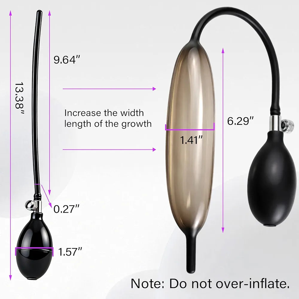 Inflatable Vibrating Urethral Sounding Rod with Catheter for Male BDSM Play