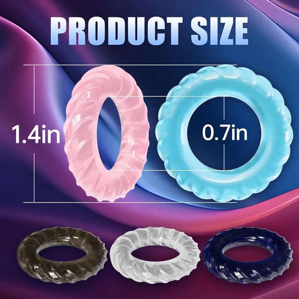 Premium Silicone Penis Enhancement Ring Set - 5 Piece Adjustable Cock and Ball Rings for Men