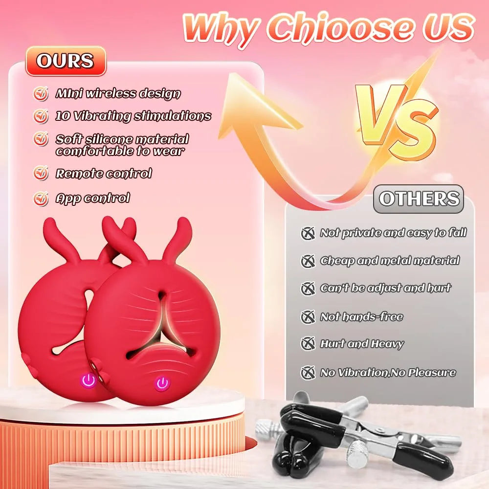 4-in-1 Adjustable Nipple Clamps and Vibrating Stimulator Set for Enhanced Sensory Play