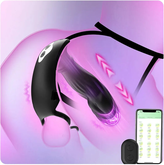 Pro-Thrust Remote & App-Controlled Prostate Massager with Silicone Cock Ring