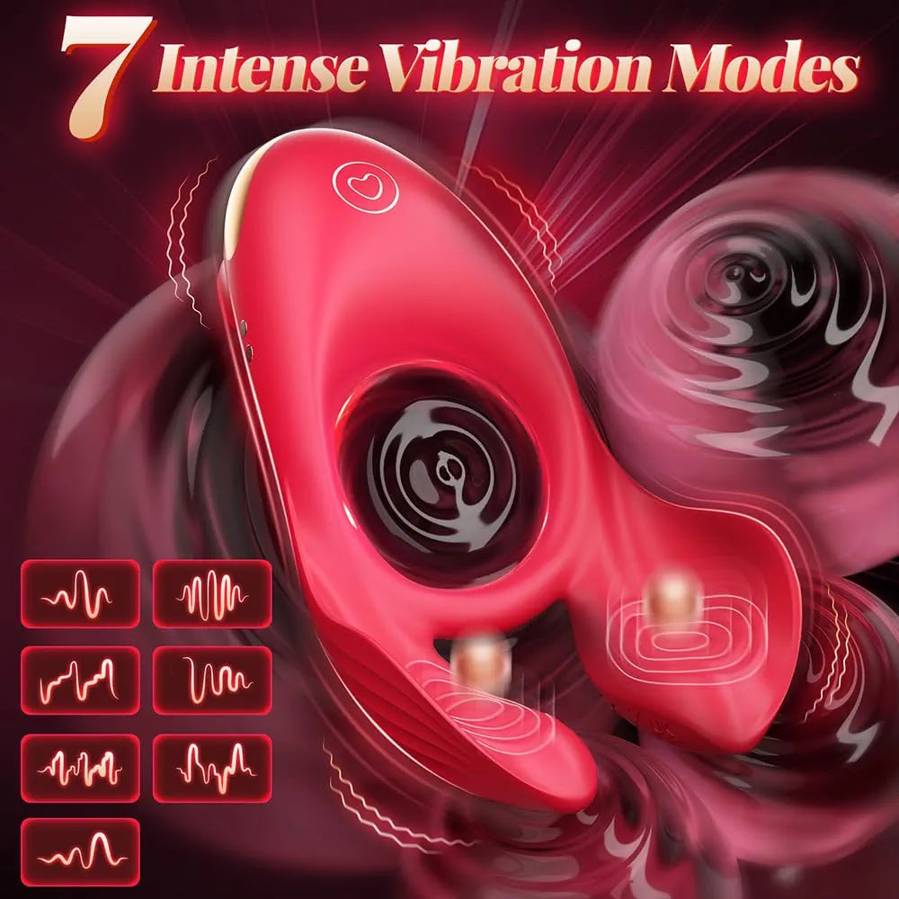 Dual-Stimulation Silicone Vibrating Penis Ring with 7 Vibration Modes for Couples