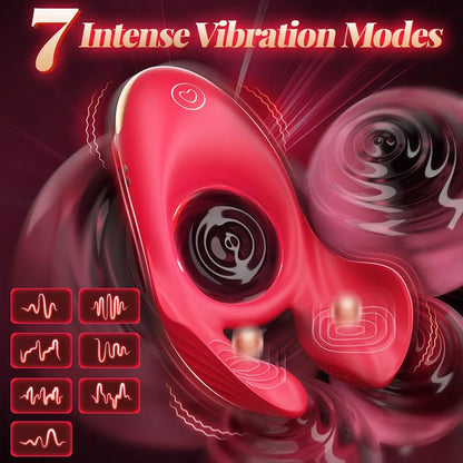 Dual-Stimulation Silicone Vibrating Penis Ring with 7 Vibration Modes for Couples