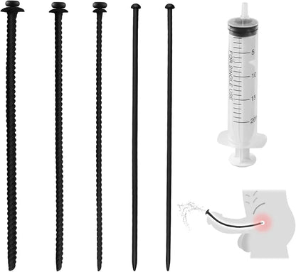 5-Piece Silicone Urethral Sound and Penis Plug Training Set - Waterproof Dual-Shaped Dilators