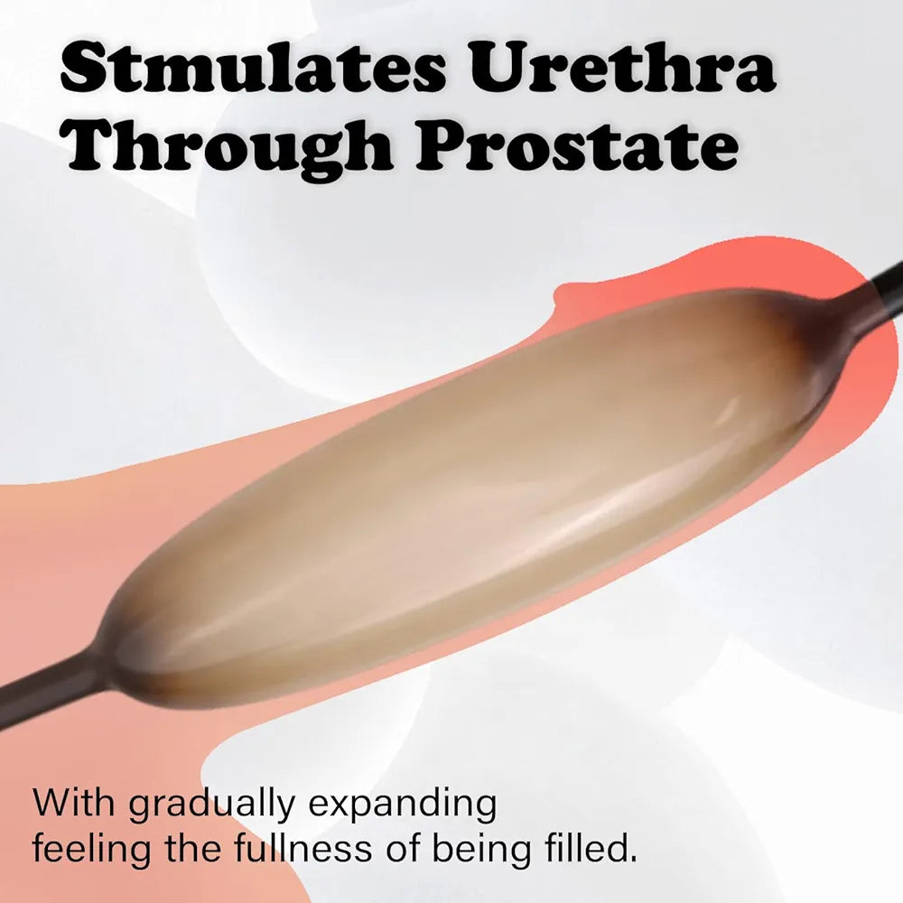 Inflatable Vibrating Urethral Sounding Rod with Catheter for Male BDSM Play