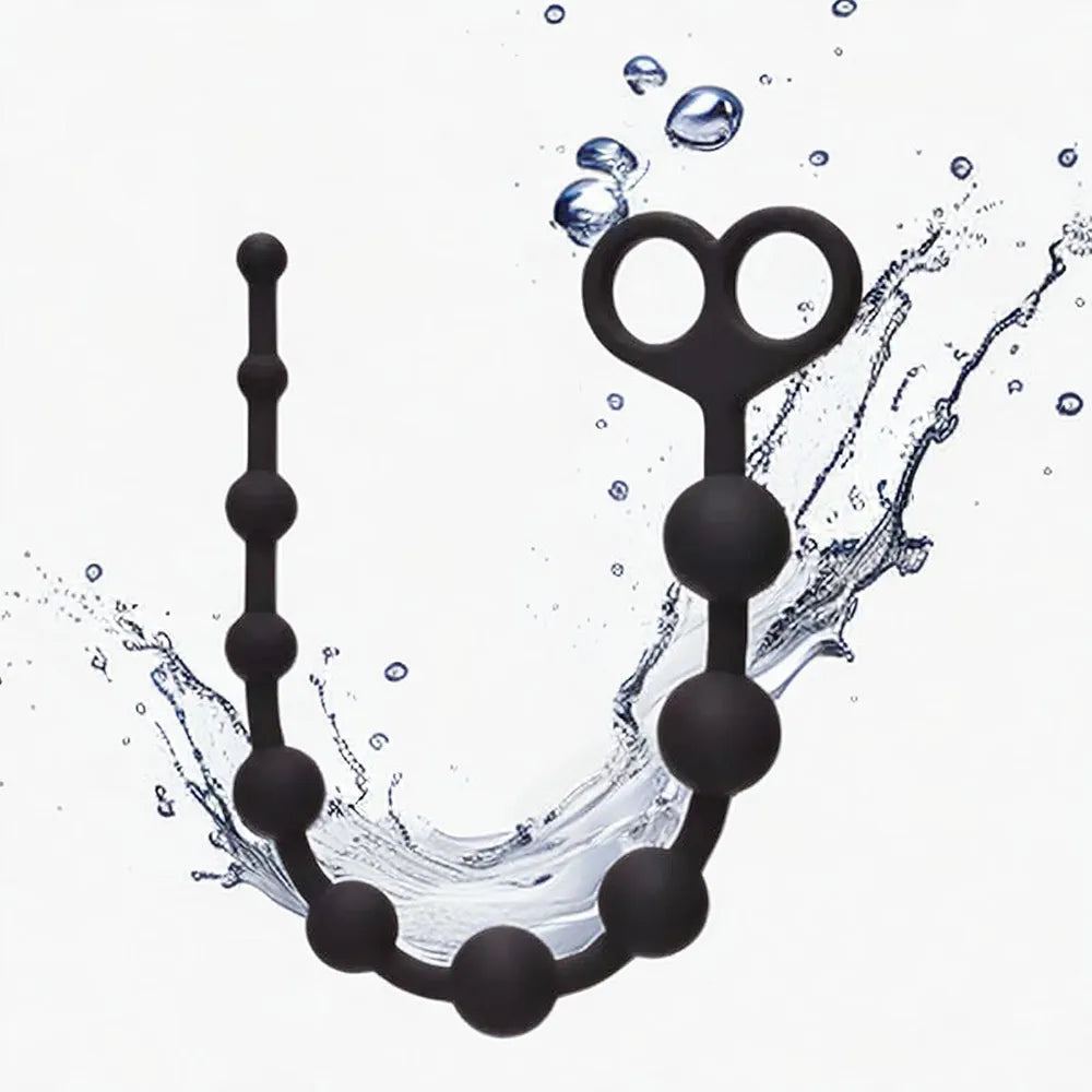 Silicone Graduated Anal Beads with Pull Ring - 10-Ball Beginner to Advanced Anal Training Toy