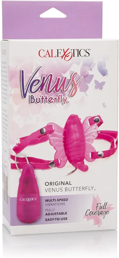CalExotics Original Venus Butterfly Hands-Free Strap-On Vibrating Personal Massager for Couples - Pink