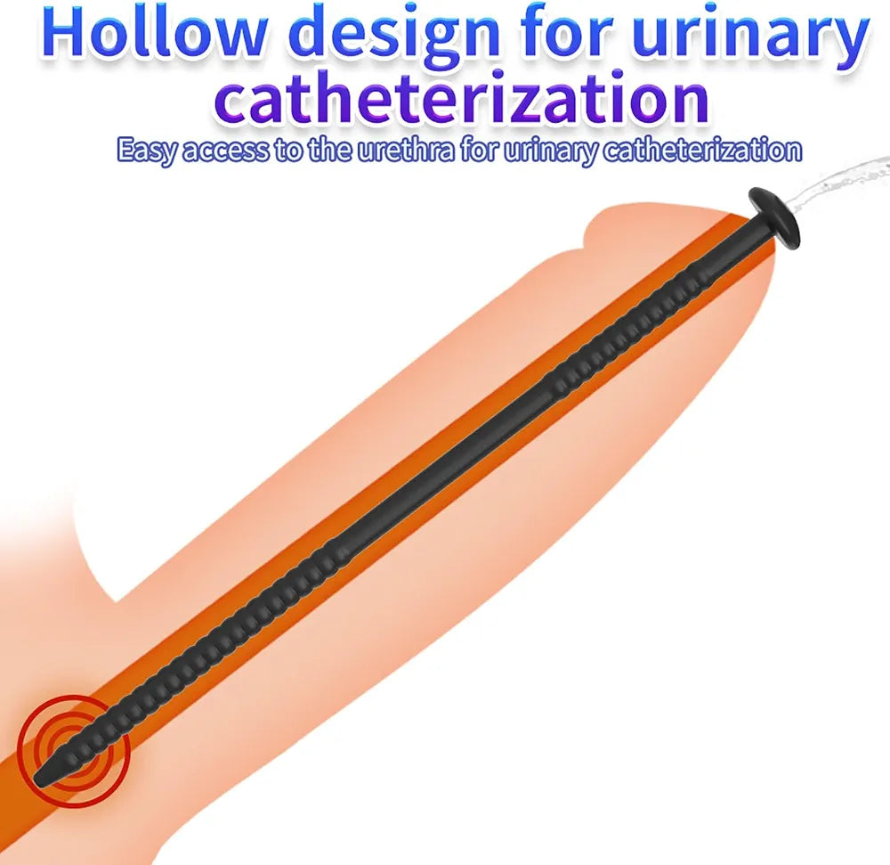 Hollow Silicone Urethral Sounding Plug with Irrigation Syringe for Men