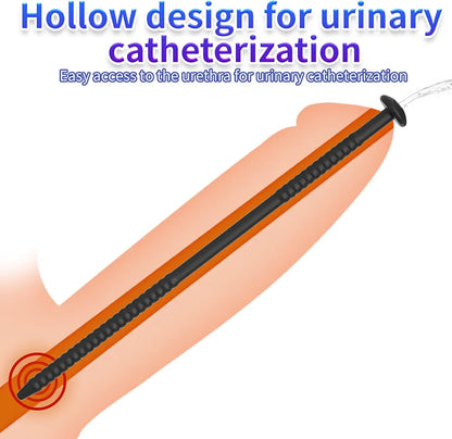 Hollow Silicone Urethral Sounding Plug with Irrigation Syringe for Men