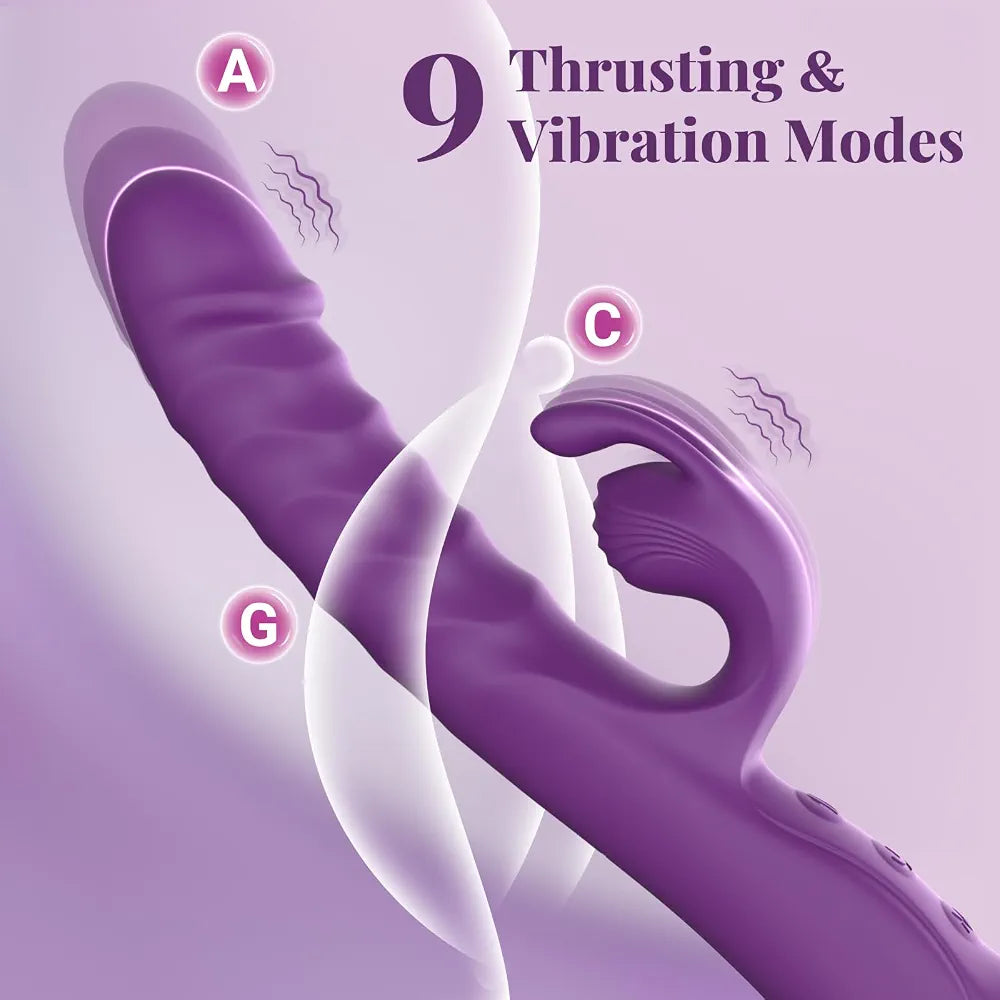 Premium App-Controlled Rabbit Vibrator with 9 Thrust & Vibration Modes, Silicone G-Spot & Clitoral Stimulator with Rose Base
