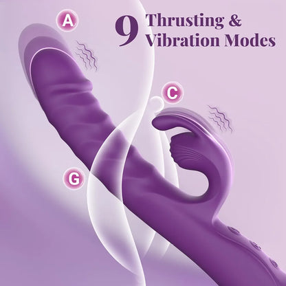 Premium App-Controlled Rabbit Vibrator with 9 Thrust & Vibration Modes, Silicone G-Spot & Clitoral Stimulator with Rose Base