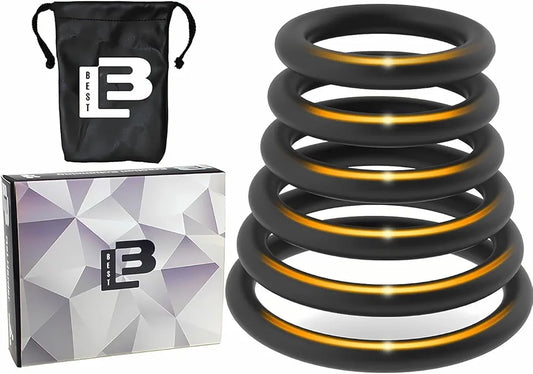 Premium Silicone Penis Ring Set - 6-Piece Flexible Erection Enhancer for Men