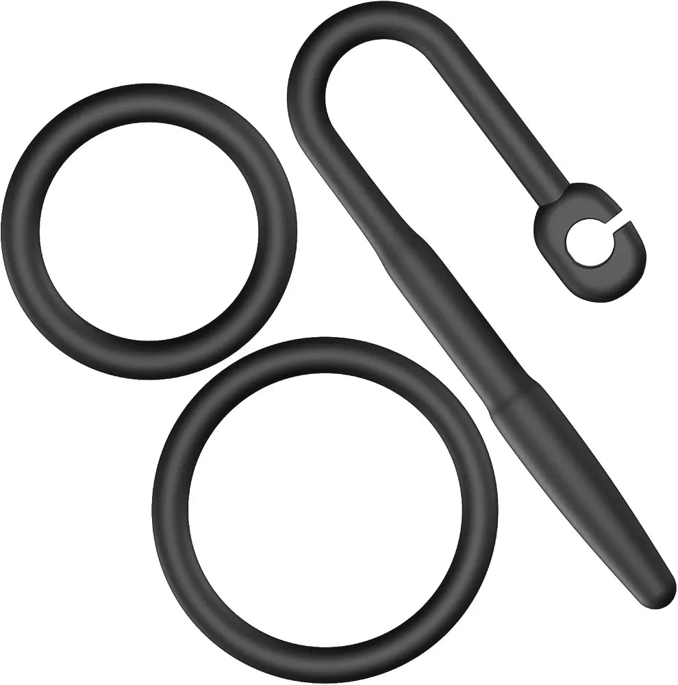 Silicone Urethral Dilator and Penis Plug with Dual Rings for Experienced Users