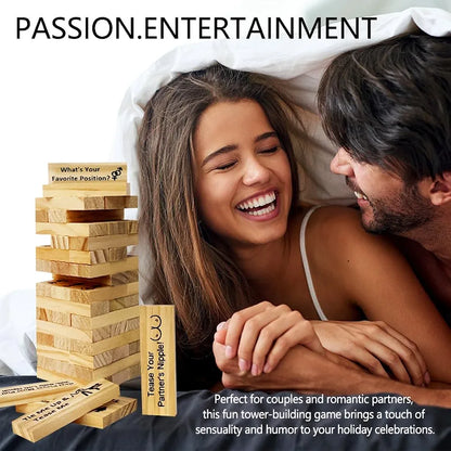 Pakoc Wooden Tumbling Tower Stacking Game for Couples - 48 Piece Set