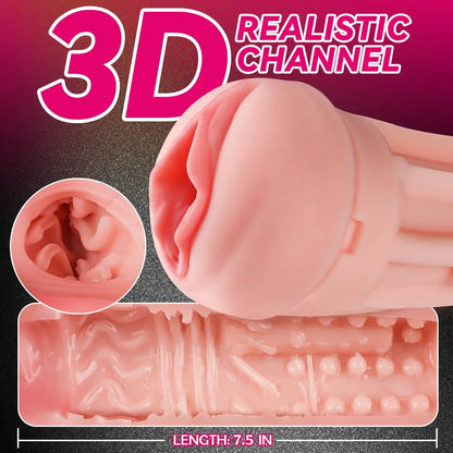 Realistic 7.5-inch Textured Male Masturbator Cup - Quiet Manual Pocket Pussy Adult Sex Toy for Men