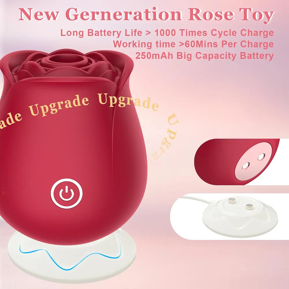 Rose-Shaped Clitoral Suction Vibrator with 10 Stimulation Modes and Magnetic Charging