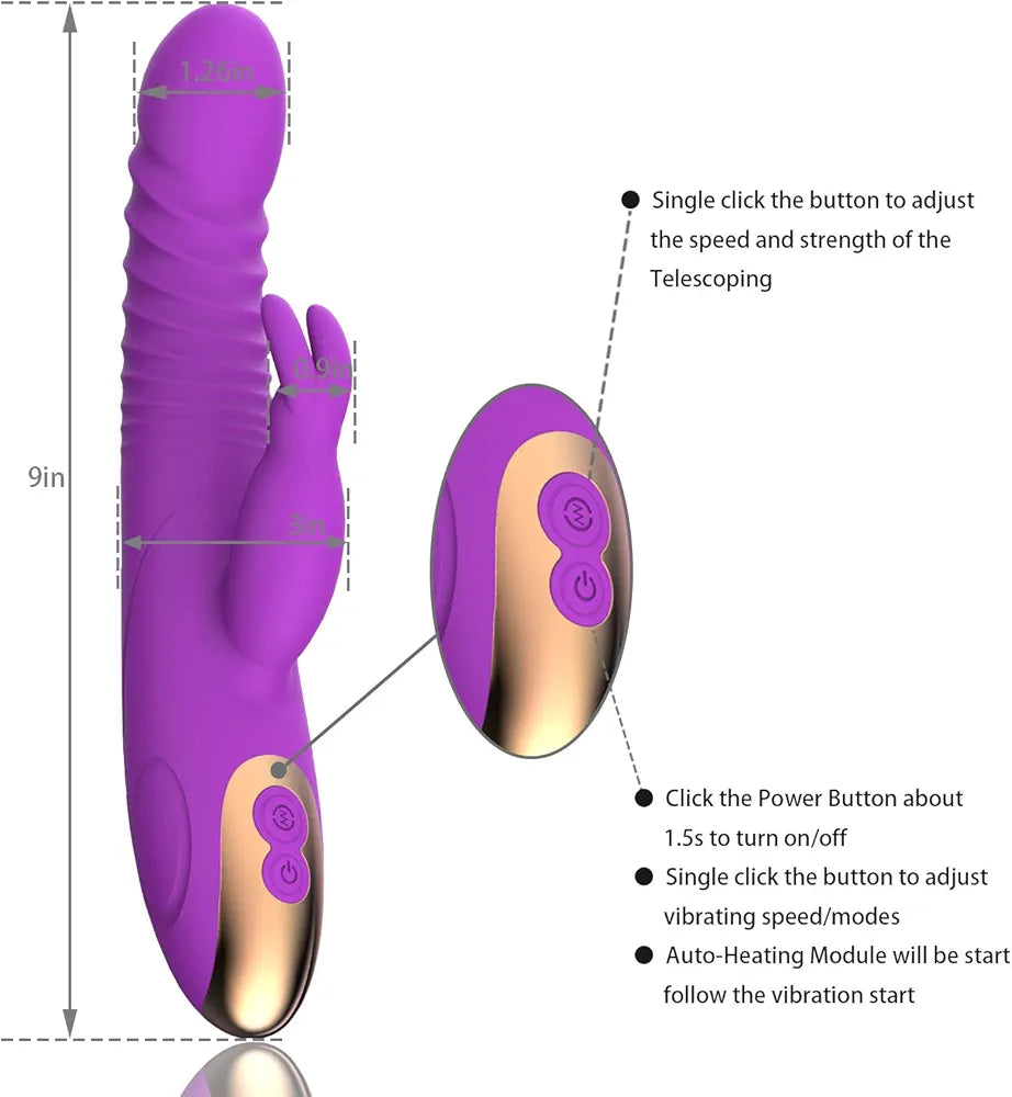 Premium Dual-Stimulation Rabbit Vibrator with Thrusting and Vibration Modes