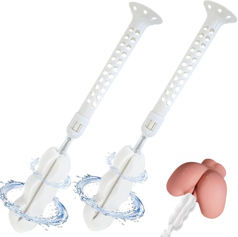 Comprehensive Male Masturbator and Sex Toy Cleaning & Care Kit - 2-Piece Set with Brush and Drying Stick