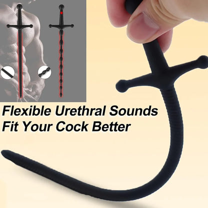 3-Piece Silicone Urethral Sounding Set with Textured Penis Plugs and Dilators for Men