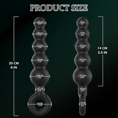 8-Inch Graduated Silicone Anal Beads and Prostate Massager with Pull Ring