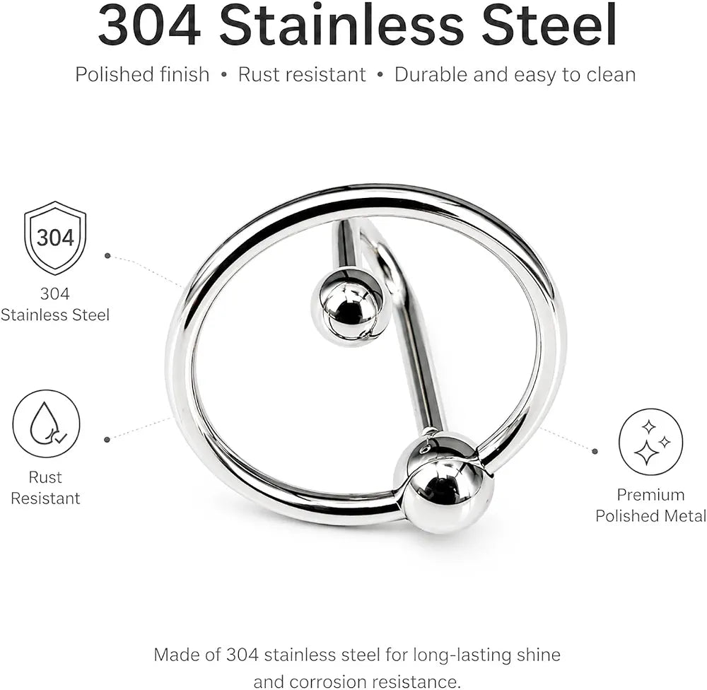 Premium Stainless Steel Urethral Sounding Cock Ring with Ball Attachment