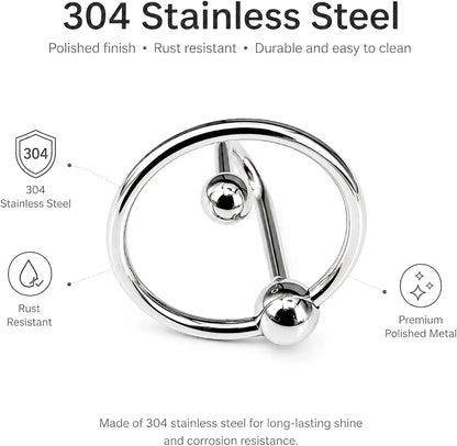 Premium Stainless Steel Urethral Sounding Cock Ring with Ball Attachment