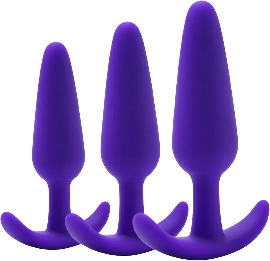 3-Piece Silicone Anal Training Kit with Flared Base for Beginners and Advanced Users