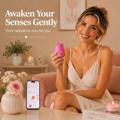 Rose App-Controlled Vibrator: 9-Mode Waterproof Sucking & Clitoral Stimulator for Couples