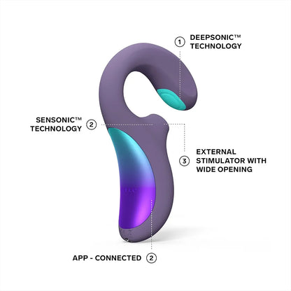 LELO Enigma Sonic Wave Double Stimulation Massager - App-Controlled Rabbit Vibrator in Cyber Purple