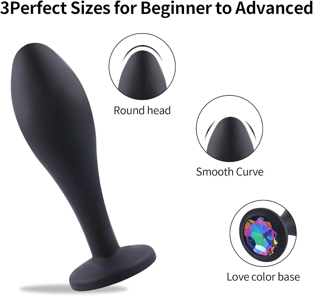 3-Piece Jeweled Anal Training Plug Kit for Beginners and Couples