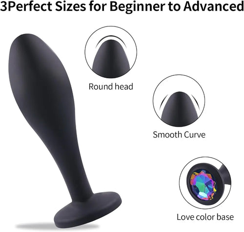 3-Piece Jeweled Anal Training Plug Kit for Beginners and Couples