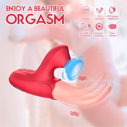 Rose-Shaped 10-Frequency Tongue Licking Vibrator for Women