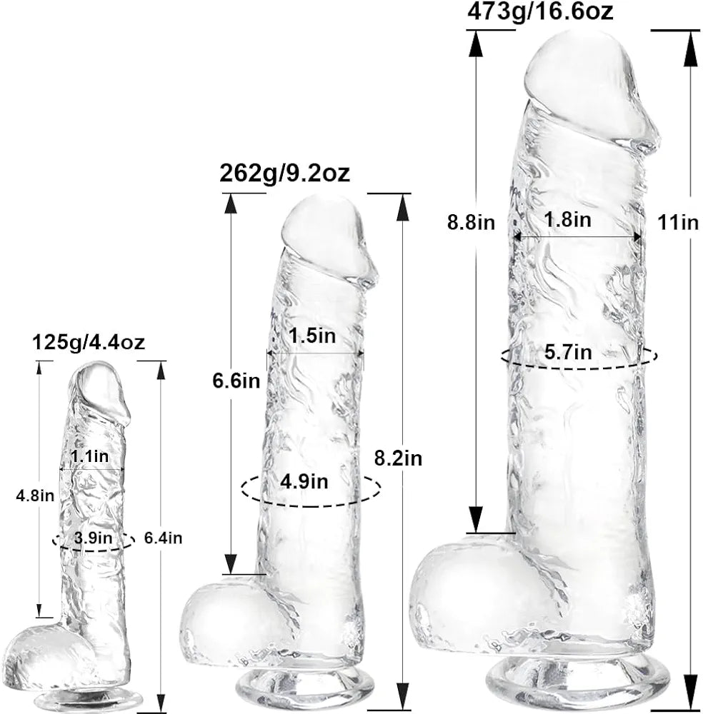 Realistic Clear Suction Cup Dildo Set - 3 Sizes for Anal and Vaginal Pleasure