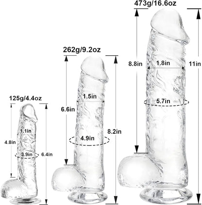 Realistic Clear Suction Cup Dildo Set - 3 Sizes for Anal and Vaginal Pleasure