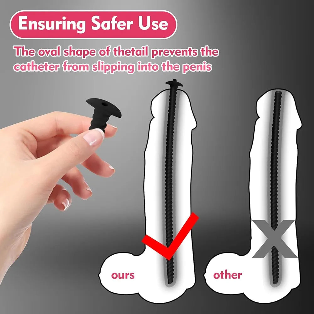 5-Piece Silicone Urethral Sound and Penis Plug Training Set - Waterproof Dual-Shaped Dilators