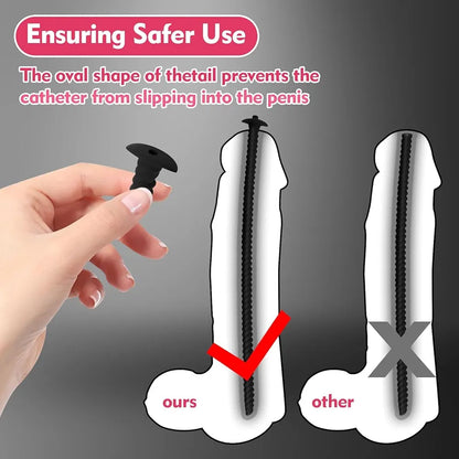 5-Piece Silicone Urethral Sound and Penis Plug Training Set - Waterproof Dual-Shaped Dilators