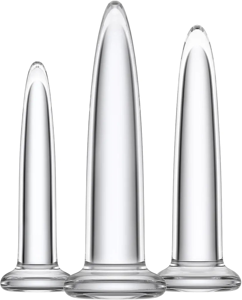 Graduated 3-Piece Crystal Glass Anal Training Dilator Kit