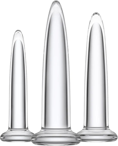 Graduated 3-Piece Crystal Glass Anal Training Dilator Kit