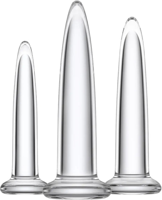 Graduated 3-Piece Crystal Glass Anal Training Dilator Kit