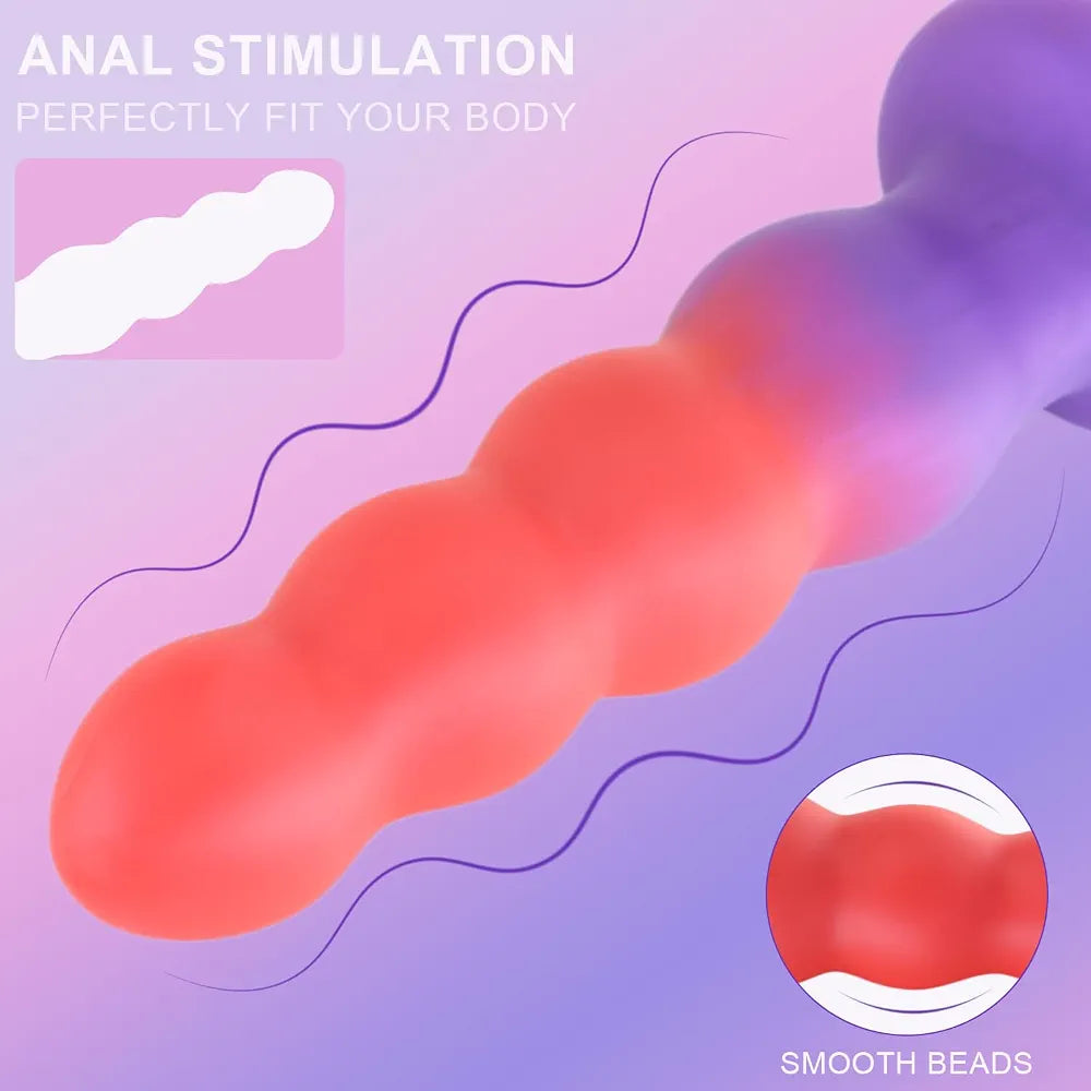 Premium Silicone Anal Training Plug with Suction Base and Beads