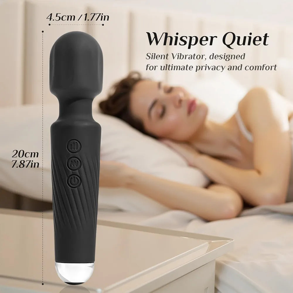 Rechargeable 20-Pattern Wand Massager with 8 Speeds for Clitoral Stimulation