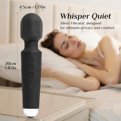 Rechargeable 20-Pattern Wand Massager with 8 Speeds for Clitoral Stimulation